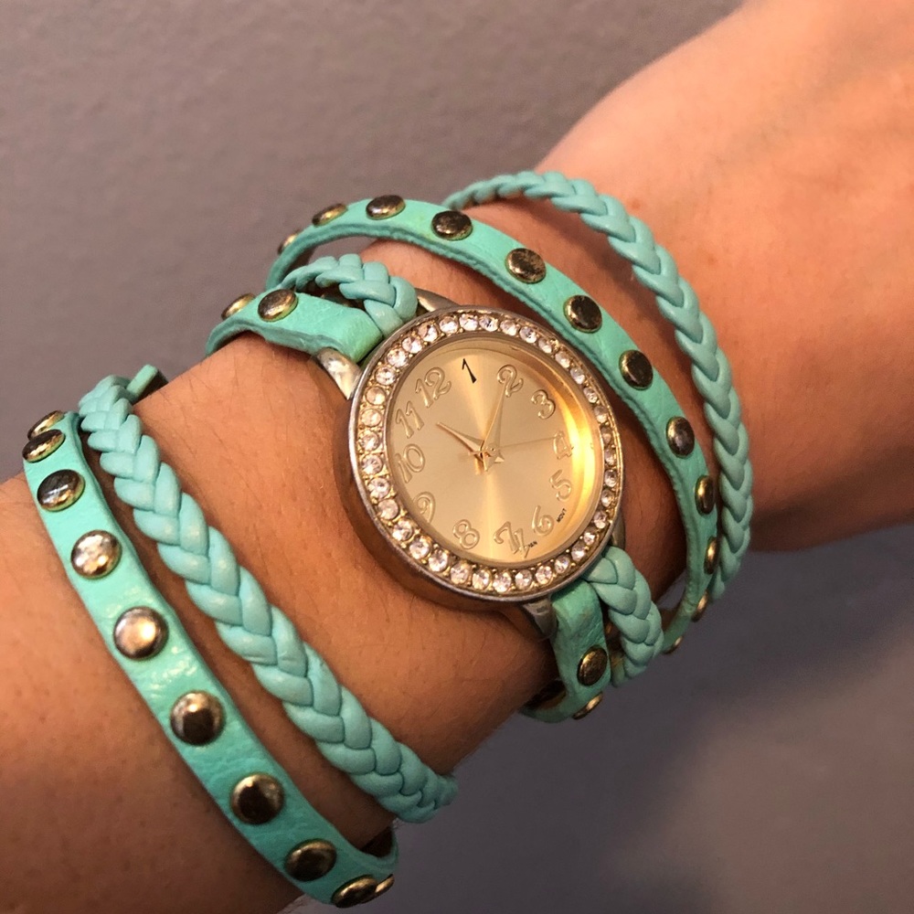 Mint green wrap watch